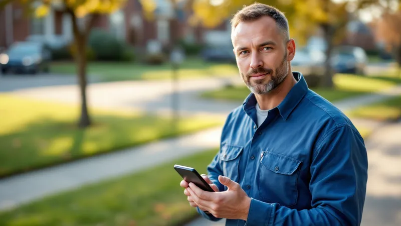 Contractor holding a phone showing Google Maps local business listings