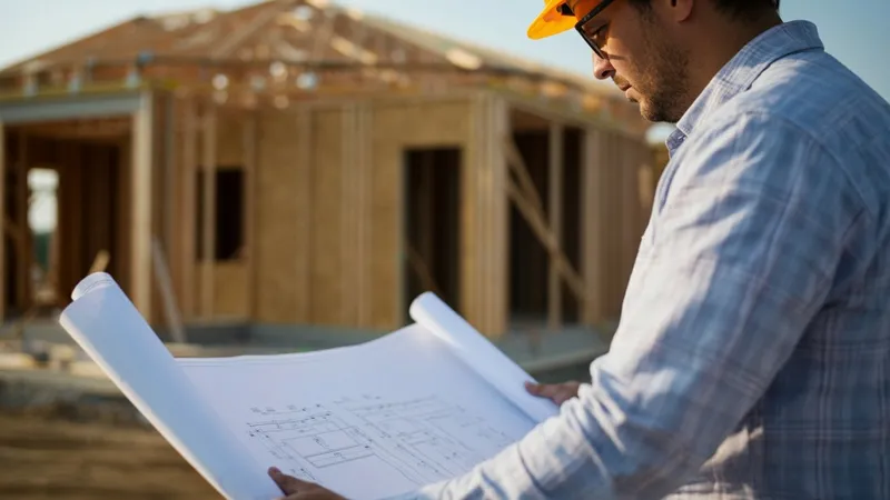 Contractor reviewing SEO analytics on a laptop at a job site office