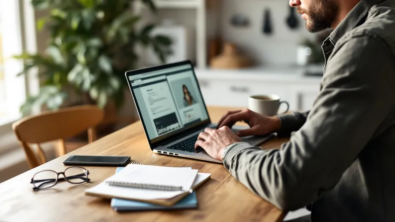 Contractor comparing organic search results and Google Ads on a laptop